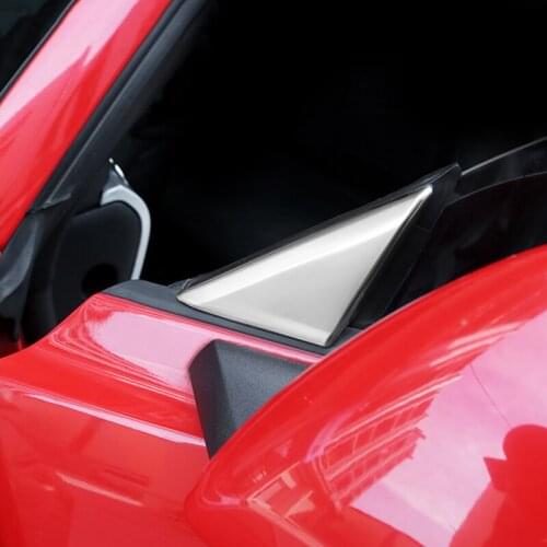 Car Stainless Steel Carbon Fiber Pattern Front Window Triangle Sticker for 15-20 Ford Mustang Accessories