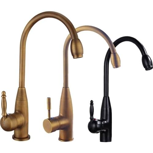 Free Shipping Biggers Copper Antique / Black Kitchen Faucet Single Handle Cold And Hot Water Mixer Tap