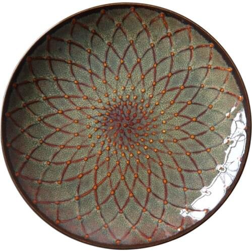 EECAMAIL Creative Personality Retro Tableware Japanese-style Household Kiln Underglaze Color Western Steak Plate Sushi Plate