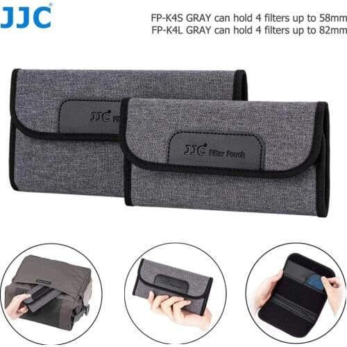 JJC 4 Slots Camera Lens Filter Case Foldable Pouch Holder Storage Bag for UV CPL ND Filter Wallet with Microfiber Cleaning Cloth