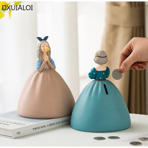 Nordic style creative girl piggy bank can be stored and taken can be childrens room decoration birthday gift money box DXUIALOI