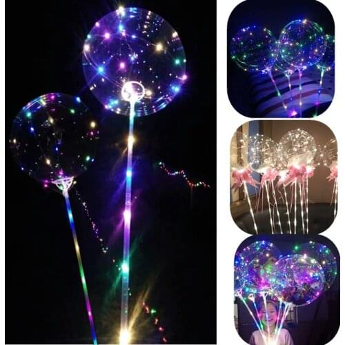 Reusable Luminous LED Balloon Transparent Round Bubble Birthday Party Wedding Decoration LED Bubble Balloon Baby Shower Kids Toy
