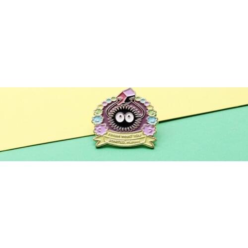Cartoon Cute Sweet Color Flower Doll Brooch Fun Letter Black Ball Enamel Pins Custom Alloy Badge Clothes Bag Accessories Jewelry