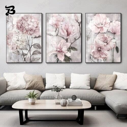 Flower Wall Art Canvas Painting Pink Floral Posters Prints for Bathroom and Living Room Flower Pictures Home Wall Art Decoration
