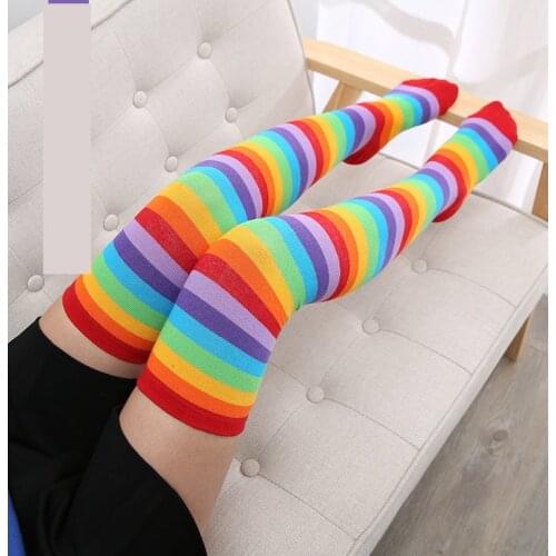 Womens wear Coloful over-knee socks Christmas long socks for students Cotton and fashionable women socks