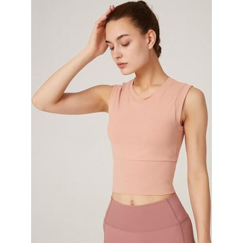 2020 New Sports Tank Tops Women Gym Yoga Fitness Push Up Crop Tops Activewear Wide Waist Bottom Vest With Chest Padded