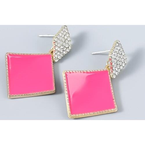 Pauli Manfi Fashion Metal Dripping Acrylic Square Earrings Womens Popular Small Dangle Earrings Party Accessories