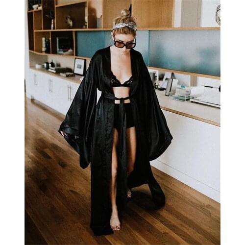 Sexy Loose Soft Comfortable Night Robe Women Belt Bathrobe Womens Sleep Gowns Sleepwear Lingerie Nightgown Pajamas