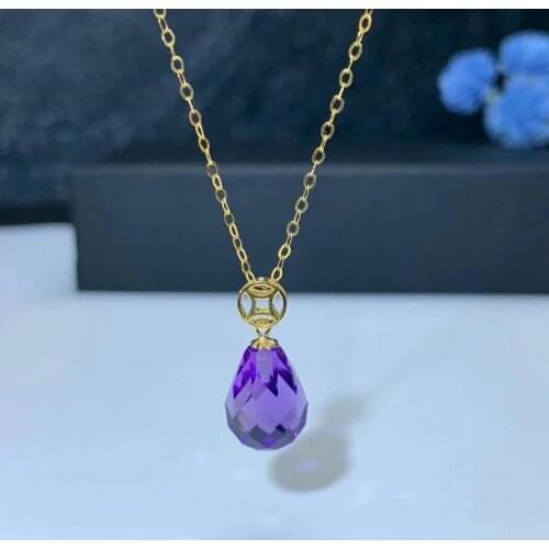 Shilovem 18k yellow piezoelectric amethyst Pendants fine Jewelry women trendy no necklace classic new gift 8*10mm mymz08110z