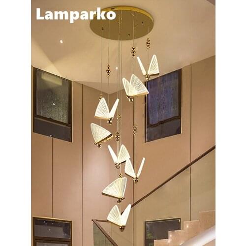 Modern Ceiling Lamp Gold Butterfly Pendant Light Decorative LED Ceiling Lights Stair Pendant Hanging Light Fixture Bedside Lamp