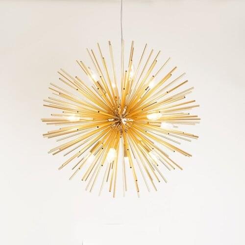 Modern Golden dandelion metal spider pendant light stainless steel ball spherical geometry living room kitchen hanging light