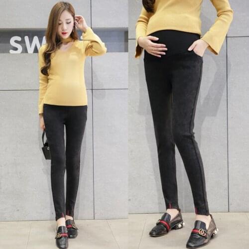 2017 Spring cowboy stretch fried bamboo section of the abdomen wearing a Korean version of the primer foot pants