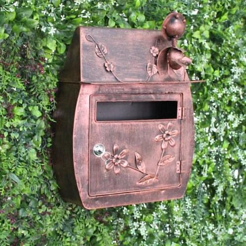 European Style Vintage handmade creative Mailbox Iron wall hanging letter box decoration crafts Garden decor mail box CW237