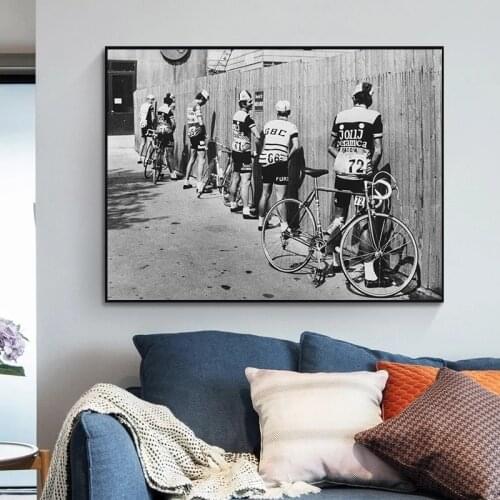 Vintage Poster Black and White Bicycle Cyclist Canvas Paintings Posters and Prints Street Wall Art Abstract Picture Home Decor