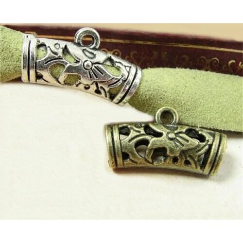 12*20MM Antique Bronze/Silver Color Vintage Alloy Tube Bail Connector Charm Hollow Elbow Pendant Jewerly Accessories hm1197