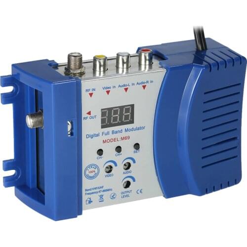 High Performance Auto RF Modulator Compact RF Modulator Audio Video TV Converter RHF UHF Signal Amplifier AC230V