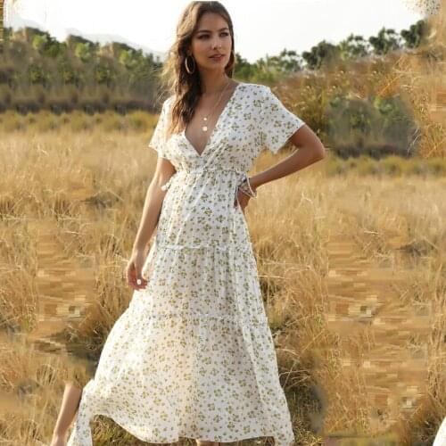 European Retro Floral Square Collar Puff Sleeve Scheming Split Waist Fitted Slim Dress Women Young Fashion Vintage Clothes