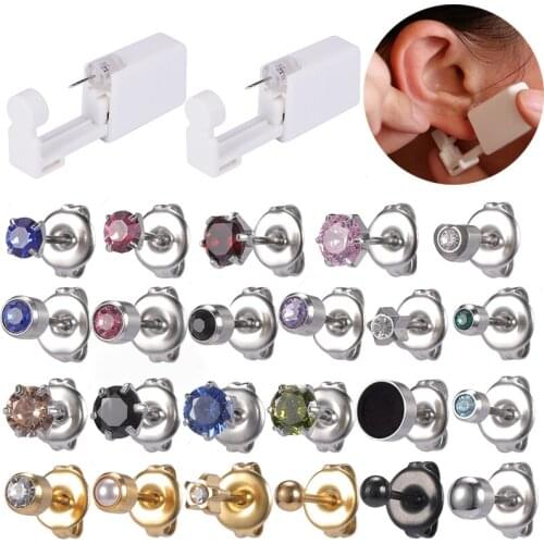 ZS 1PC Disposable Sterile Ear Piercing Unit Tragus Helix Piercing Gun Tool Kit Stud Earring No Pain Piercer Tool Machine Kit