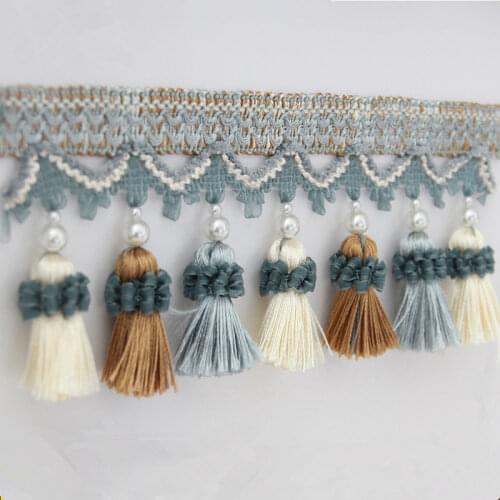 1 M 8cm Wide Beaded Fringe Tassel Trim Ribbon for Curtains Lace Handmake Beaded Fringe Trim DIY Curtain Sofa Tablecloth Fabric