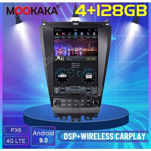 128G 2 Din Android Tesla Stereo For Honda Accord 7 2003 2004 2005 2006 2007 GPS Audio Radio Receiver Player Head Unit