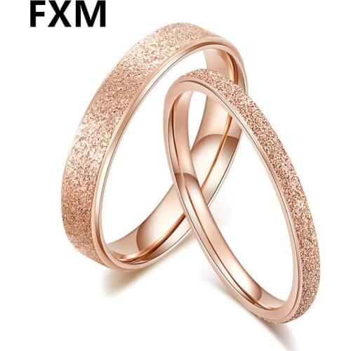 2021 Fashion Simple Scrub Stainless Steel Women 's Rings 2/4/6 mm Width Rose Gold Color Finger Gift Ring For Women Girl Jewelry