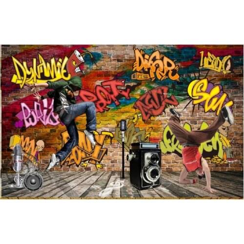 3d photo wallpaper custom mural Retro graffiti street dance bar home decor 3d wall murals wallpaper in the living room