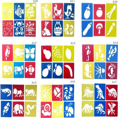 6Pcs Children Learning Art Tool Children Multi Shaped Plastic Rulers Painting Drawing Template Stencil Kids Colorful Drawing Toy