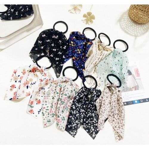 America Cross Border New Floral Bow Hair Rope Creative Retro French Romantic Small Floral Hairband Diamond Headpiece