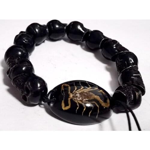 Real Scorpion Skull Retro Antique Skull Punk Bangle Fine Jewelry