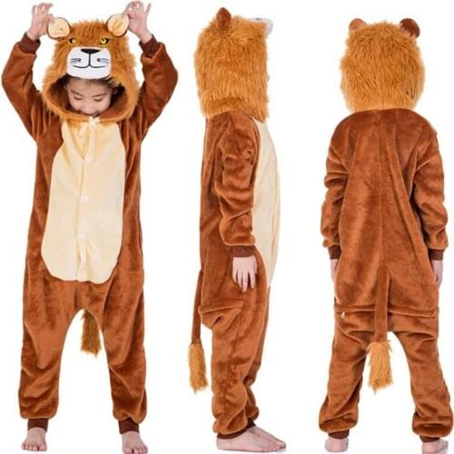 Childrens Animal Kigurumi Tiger Lion Fox Sika Deer Unicorn Kids Onesies Pajamas Cosplay Costume for Halloween Carnival Party