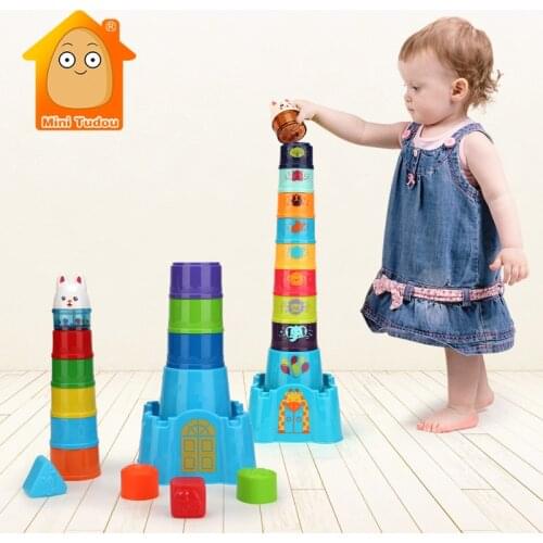 Baby Stacking Cup Castle Toy Stack Ring Tower Building Block Shape Matching Nesting Kit Educational Intelligence Toys For Infant