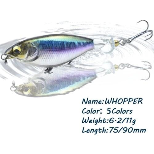 GOBYGO 1Pcs 75mm/90mm Woopper Popper Water Popper Fishing Lure Artificial Hard Bait Wobblers Rotating Fishing Tackle Swimbait