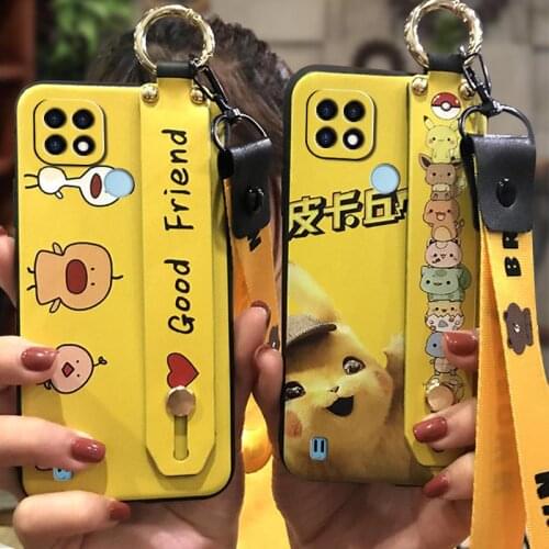 Cartoon Phone Holder Phone Case For OPPO Realme C21 Wristband Dirt-resistant Original Silicone