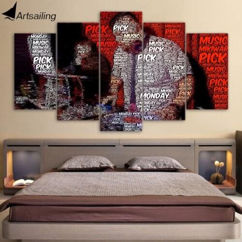 HD Printed 5 Piece Canvas Art Pick Music Text Painting Wall Pictures for Living Room Free Shipping ny-7434B