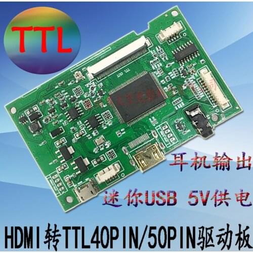 HDMI to TTL40P/50P LCD Screen Driver Board Audio with Amplifier Speaker Headphone Output USB5V Power Supply