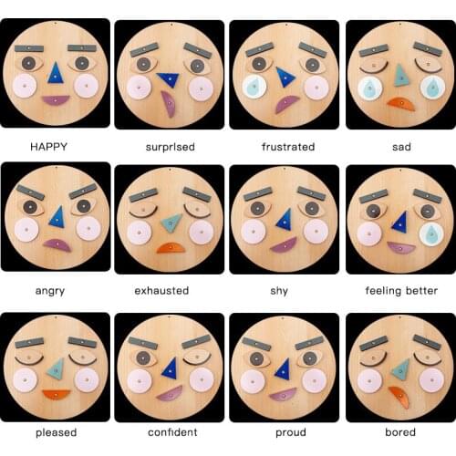 Face changing toy Wooden Expression Puzzles Building Block Party Game Montessori Educational Toy Anxiety Stress Relief Toys
