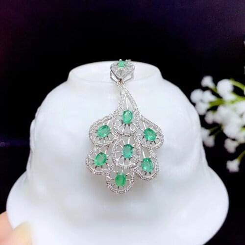 Exquisite ruby emerald necklace for women jewelry real 925 silver women necklace natural ruby emerald gem birthday party gift