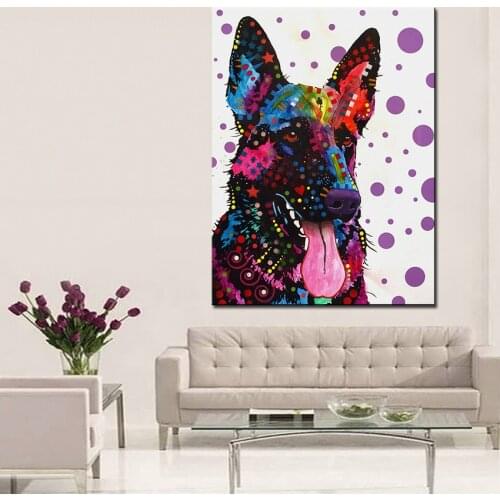 Large size Print Oil Painting Wall painting German Shepherd Home Decorative Wall Art Picture For Living Room paintng No Frame