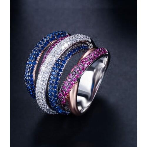 Luxury Designer Gold color Geometry Cubic Zirconia Big Wedding Engagement Bridal Finger Ring Jewelry Occident Anel de luxo