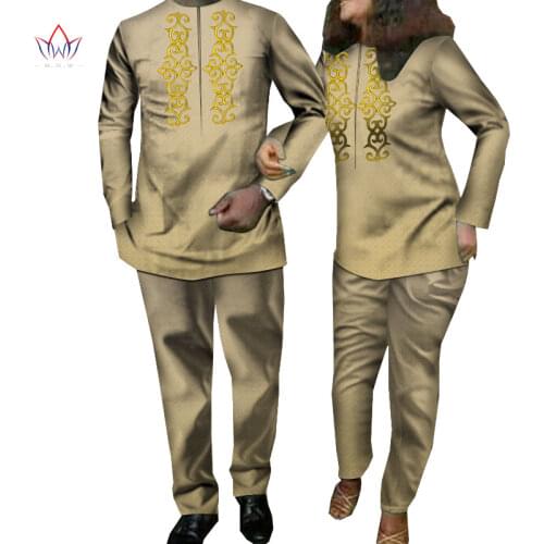 2021 African Print Top and Pants Sets for Couple Clothing BintaRealWax Sweet Love Suits 2 Pieces Lover Couples Clothes WYN1195