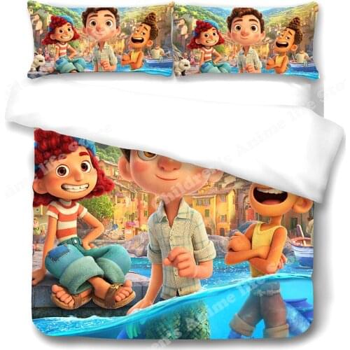 Disney Pixar Luca Alberto Sea Monster Boys Bedding Set 3D Cartoon Printed Pattern Duvet Cover Set Kids Pillowcase Quilt Cover