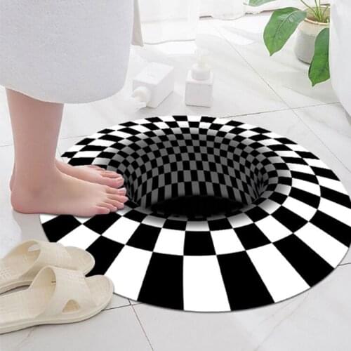 Mandala Three-dimensional Black& Stereo Vision Mat Living Room Doormat Tea Table Sofa Illusion Carpet Home Decoration