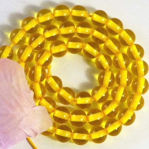 Gold-color yellow resin beeswax 5mm 6mm 8mm 10mm round beads spacers accessories diy high grade jewelry making 15inch B44