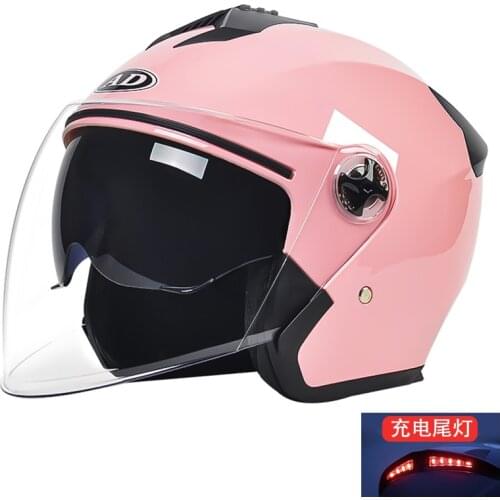 Motorcycle Helmet LED Taillights Open Face High Density ABS Sunshade Waterproof Motocross Electromobile Helmet Accessrioes