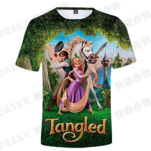 2021 New Summer Disney Anime Tangled Rapunzel Printed 3D T Shirt Men Women Children Cool Tee T-shirt Boy girl Kids Tops Clothing