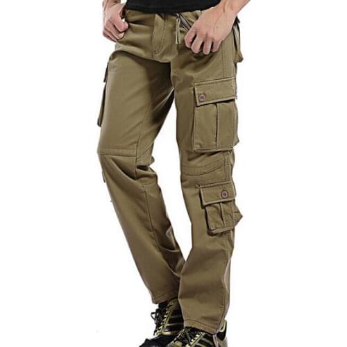 Mens Winter Cargo Pants Casual Mens Pant Multi Pocket Military Overall Men Outdoors Trousers Plus size 28-40