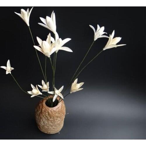 20pcs Natural Dried White Magnolia Flowers with Iron Wire For Wedding Party Home Hotel Decoration DIY Bouquet Project Accessory