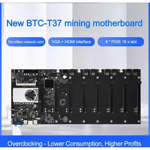 2021 New BTC-37 Miner motherboard, set of 8 video card slots, DDR3 memory, onboard VGA interface, low power consumption