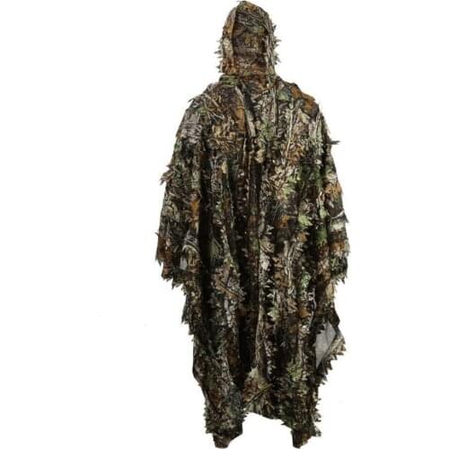 New Lifelike 3D Leaves Camouflage Poncho Cloak Stealth Suits Outdoor Woodland CS Game Clothing for Shooting Birdwatching Set