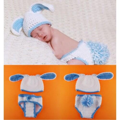 Newborn Easter Bunny Rabbit Outfit Crochet Pattern Photography Props Baby Animal Beanie Hat with Diaper Cover